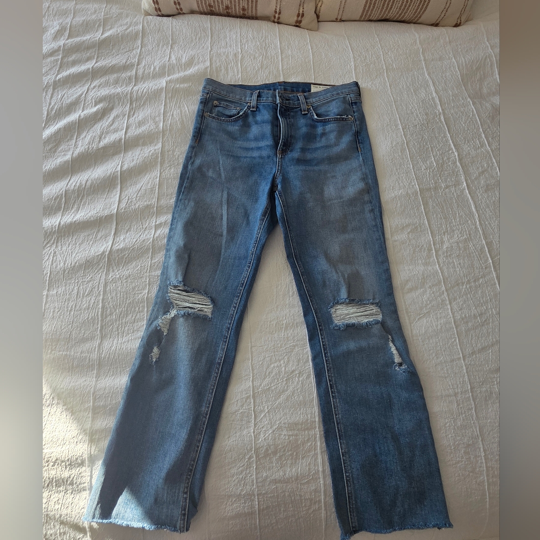 Rag & Bone Blue Distressed Ankle Jeans